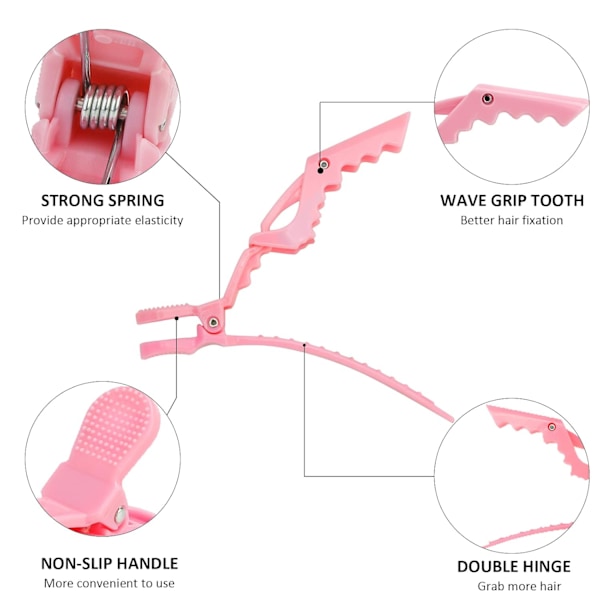 12 kpl Alligator-hiuspinnejä hiusten muotoiluun ja osiointiin, meikkiin, suuret ankka-nokan hiuspinnit, Alligator-hiuspinnit ohuelle ja paksuille hiuksille pink