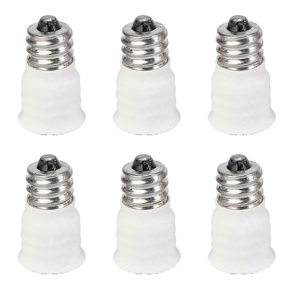 6x E12 til E14 Pære Hvid Konverter LED Lysholder Lampeadapter