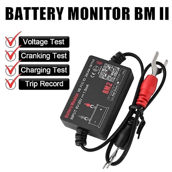 BM2 Battery Monitor Tester 12V Battery Monitor Bluetooth 4.0 Bilbatterianalysator Laddning Starttest Spänningstestare