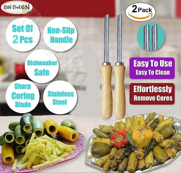 Høykvalitets ny Zucchini Squash Grønnsaksutkjerner 2 stk Utkjerner i rustfritt stål