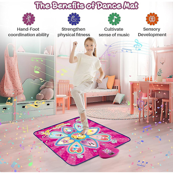 Dansematte Leker For Barn, 7 Spillmoduser Prinsesse Elektronisk Dansematte Med LED-Lys, Musikk Dansespill Leke Jule Bursdagsgaver Til Jenter Alder 3 4 5