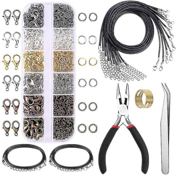 Smycketillverkning Jump Ring Kit Gör-det-själv-halsband Set Smyckesfyndsats med tång Hummerlås (gratis frakt)