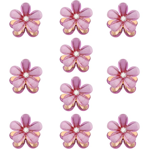 10 stk Mini Diamant Hårklemmer, Små hårklemmer Blomst hår Lila