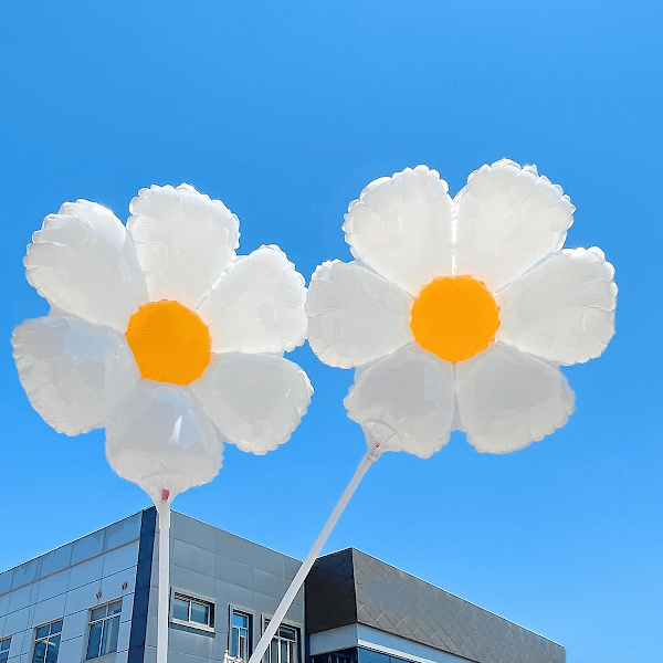 1/2/3/5 stk Hvide Daisy Blomster Folieballon Plumeria Helium Ball Bryllup Børn Fødselsdagsfest Dekoration Baby Shower Ins Foto Hvid white 5pcs small daisy