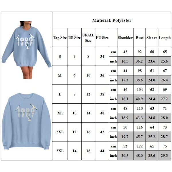 Dame Taylor 1989 Hoodie Mode Sweatshirt Casual Langærmet S