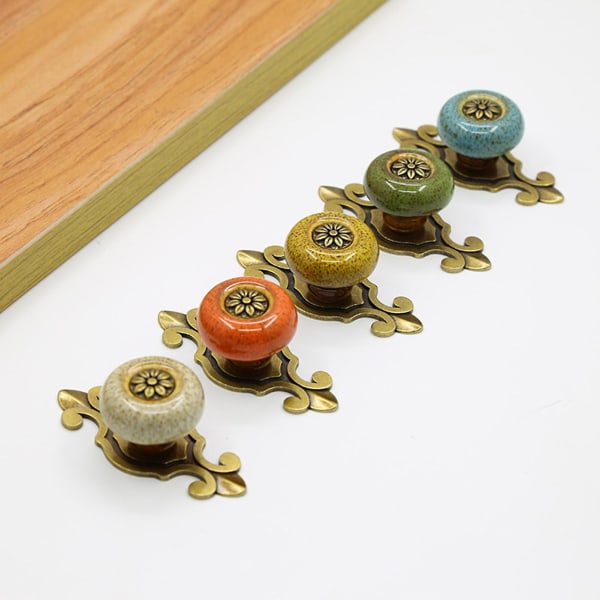 Kompakta skåpknoppar polerad koppar Vintage glasyrlåda för hem Qinhai Blue