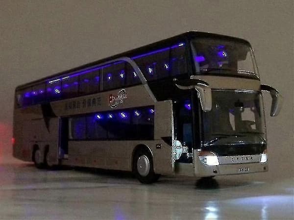 Bus Model 1:32 Høj Simulation Dobbelt Sightseeing Blinkende Legetøjsbil