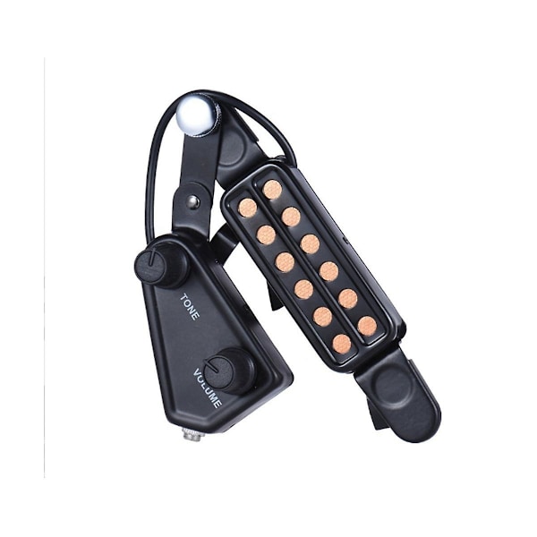 12 Hull Akustisk Gitar Pickup Lydhull Pickup Magnetisk Transduser Fader Lydkabel Gitardeler Black