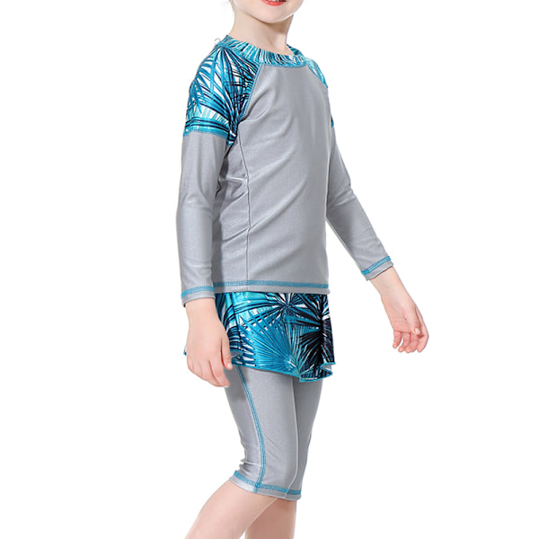 Tyttöjen konservatiivinen uimapuku 3 osaa lasten uimapuku uimahatulla harmaa gray 130cm