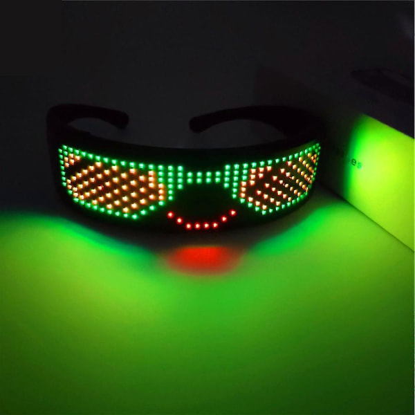 Anpassningsbara LED Bluetooth glasögon för Vuxen Blinkande Display Diy Text Animation