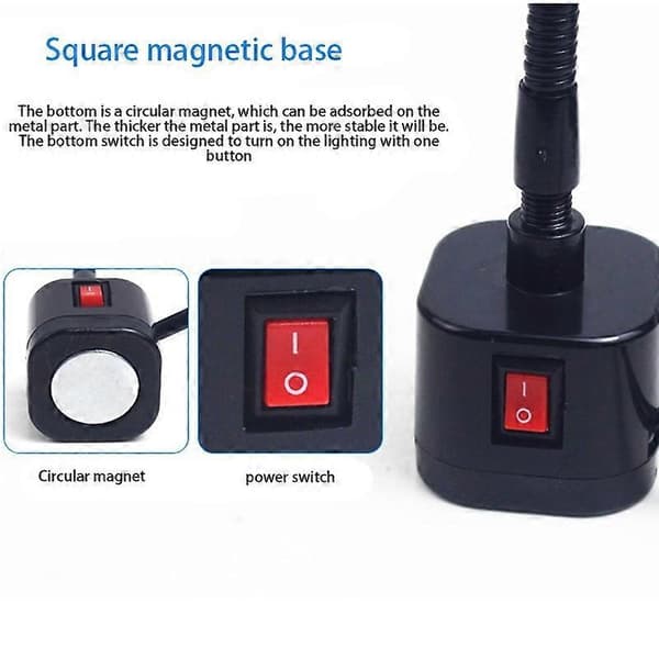LED magnetisk base svanehalslampe 220V 5W til drejebænkebelysning, EU-stik 44 Plastic