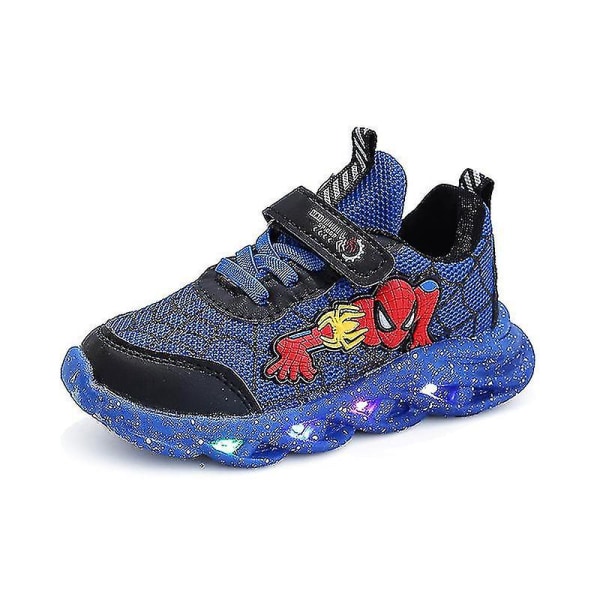 Spiderman Barn Skor Nya Pojkar Sneakers Med Ljus Nya Barnskor Blue 26