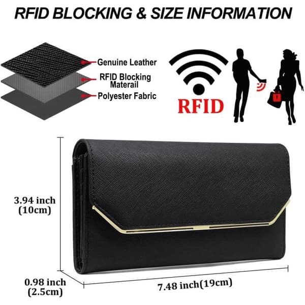 Damepung - HNOOM - Stor Kapacitet - RFID-blokerende - Ægte Sort Læder