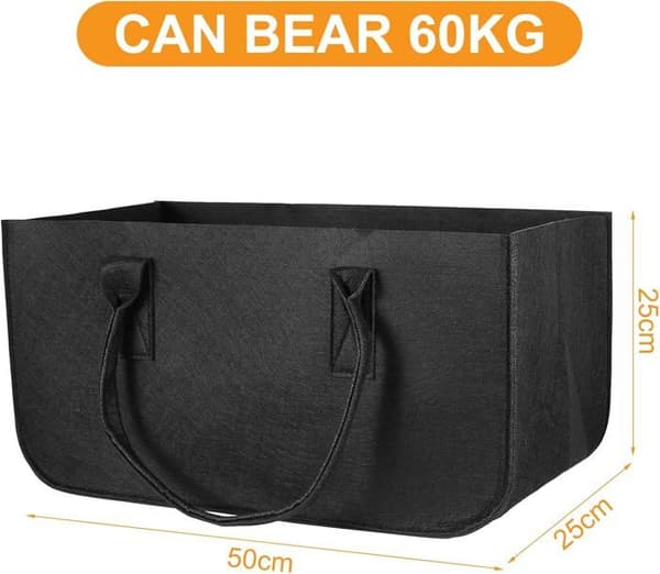 Vedpose, sammenleggbar vedkurv til peis, vedpose til peis, 50x25x25cm multifunksjonell handlepose, innendørs vedoppbevaring
