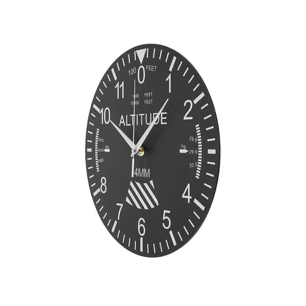 Höjdmätare Väggklocka Spårning Pilot Flygplan Höjdmätning Modern Väggklocka Klassisk Instru Black