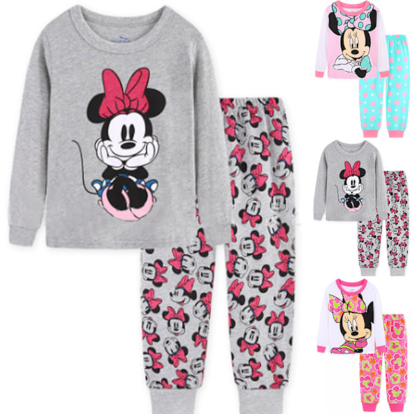 Flickors Pyjamas Disney Minnie Tryckt Toppar + Byxor Nattkläder Set A A 130cm