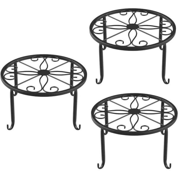 3 stk. rustfrit og holdbart sort metal plantestativ