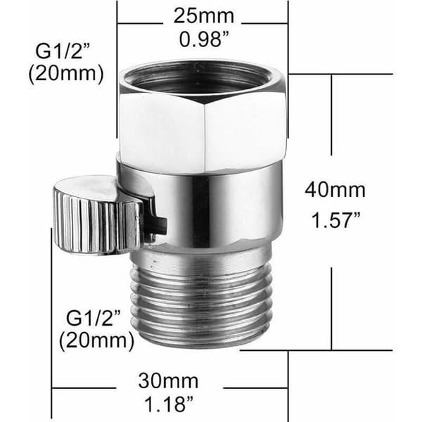 Dusjhode med stengeventil - ZOR® - Messing - Integrert bryter - Kromfinish - 1/2 tommers ventil