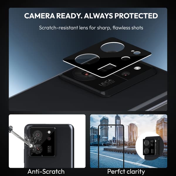 [KK]2-Pack Xiaomi 13T Pro Screen Protector & 1-Pack Lens Protector - Tempered Glass | [Automatic Installation] - Bubble-Free