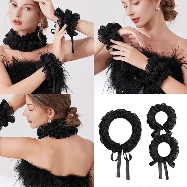 Chiffon og sæt styling professionelle afslappede ensembler tilbehør sort Black