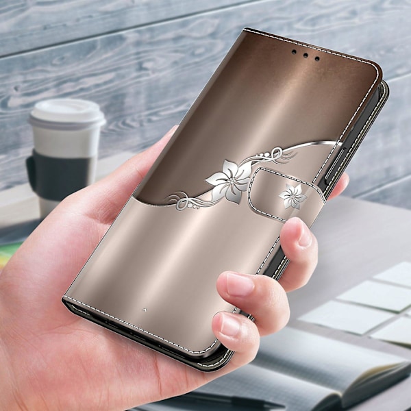 För Samsung Galaxy A55 5G Mobiltelefonfodral Tryckt 3D Mönster Stativ Läderfodral - Silverblomma Silver Samsung Galaxy A55 5G