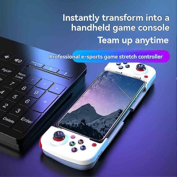 D3 Strækbar Mobil Spilcontroller 3D Joystick Bluetooth 5.0 Trådløs Gamepad til PUBG til IPhone IOS Android A Black
