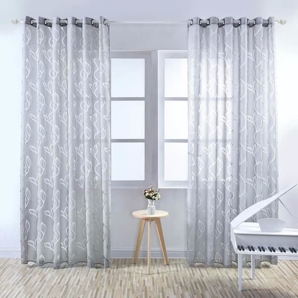 Gardin - Grå folie - 100 x 250 cm - Polyester - Maljer