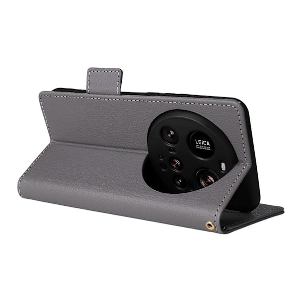 Til Xiaomi 15 Ultra Etui Wallet Flip Litchi Tekstur PU Læder Telefon Cover - Multicolor Grey