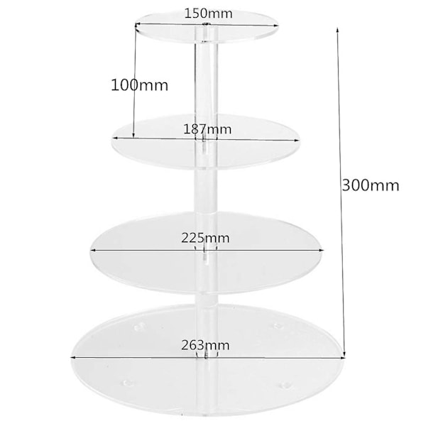 3/4/5/6-trinns kakefat Transparent glass displaybrett stativ dekorasjonsverktøy 3 Layers