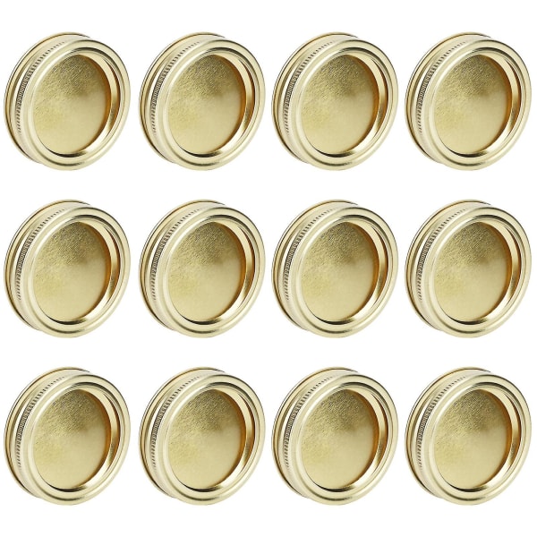 12 st 70 mm rund vanlig mun delad burklock Behållare cover för konservering av kryddhonung(xh00176 guld)