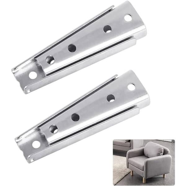 2 jernsofabolter 120x47mm, sklisikker møbelkobling for seng, stol, kontor, sølv