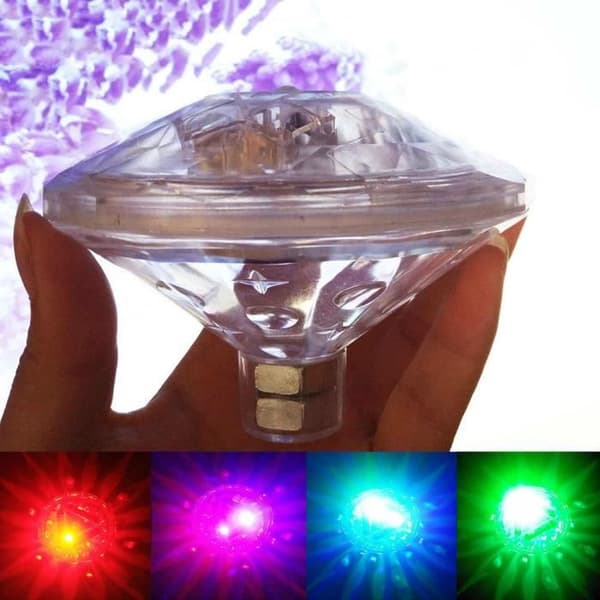 Flerfarvet LED flydende lys i ABS — diamantform — 7 tilstande — til pool, spa og badekar