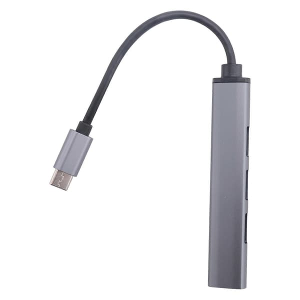 4-ports USB Hub Splitter Multi Hub Type C til USB 3.0 Adapter USB Flere Porte Strømadapter Gray