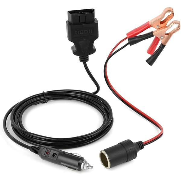 [KK]OBD2 Memory Saver Connector Car Power Supply Cable with Two Alligator Clips