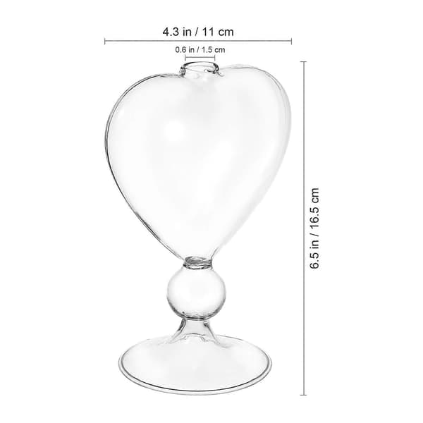 Hjerteformet hydroponisk blomsterholder i glass