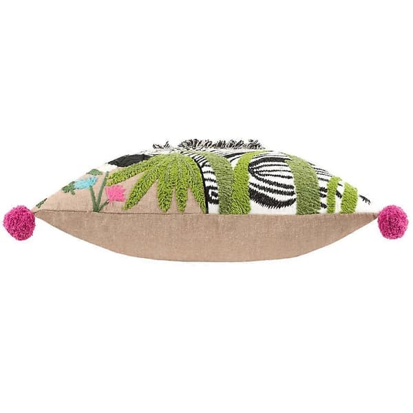 Broderet Zebra Pudebetræk Multicoloured 50cm x 50cm