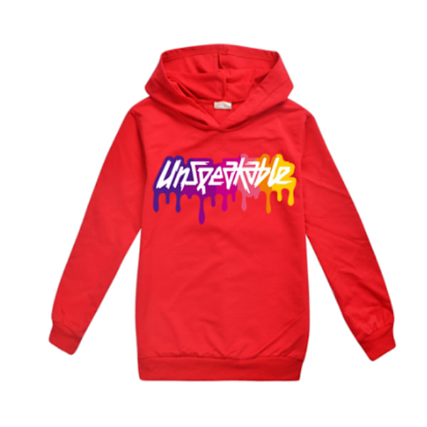 UNSPEAKABLE Trykt Hoodie Børn Langærmet Sweatshirt Top rød red 160cm