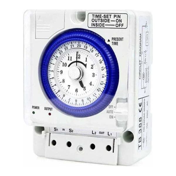 TB388TB35N Mekanisk Timer med Batteri, 20A til Belysning, DIY Ugentlig Controller