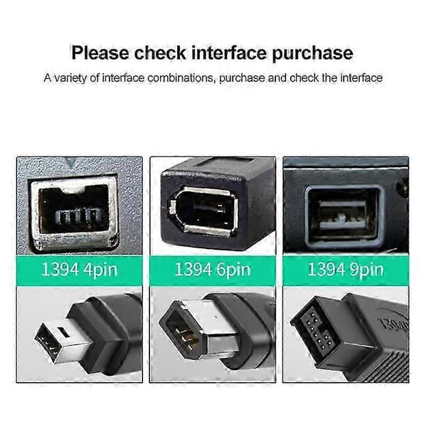 Firewire 800 IEEE1394B 9-bens han til han-kabel 1,8 m sort højhastighedsdataoverførsel Black