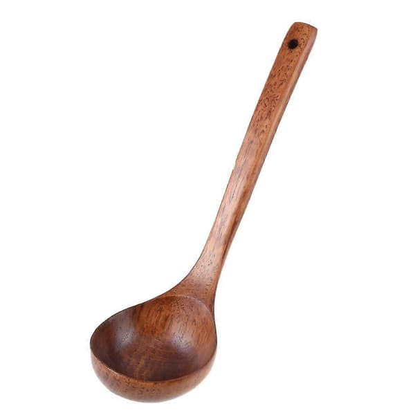 Kök Matlagning Rak Handtag Trä Soppslev Sked Slev Brun 28 cm Lång