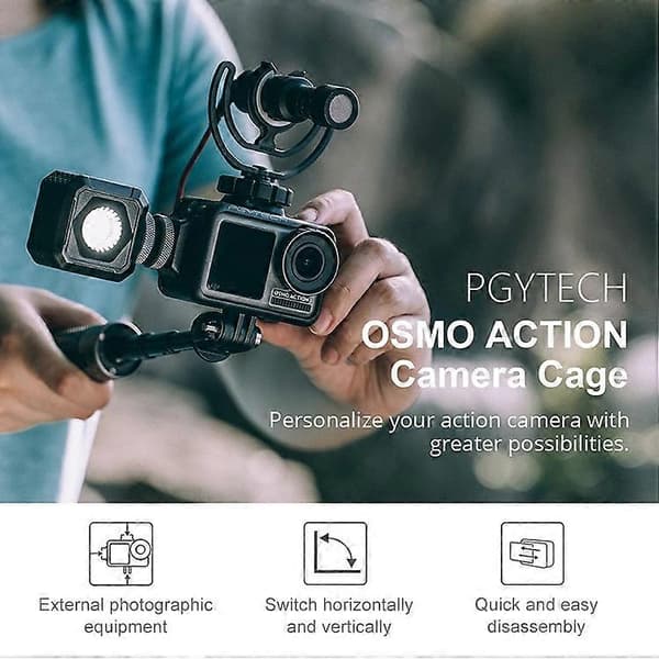 PGYTECH P-11B-010 Sports Camera Rabbit Cage Tilbehør Vlog til DJI Osmo Action Not Specified