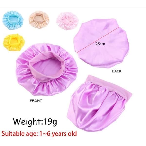 Nattmössa, Satin Hårnattmössa, Elastisk Sovmössa, Nattmössa med Bred Brätte för Duschmössa
