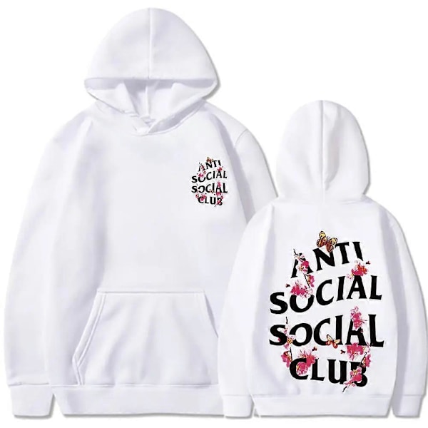 Anti Social Club -painatuksella varustettu huppari, siistit hupparit miehille ja naisille, rento pusero hupullisella yläosalla ja kengurutaskulla Black S