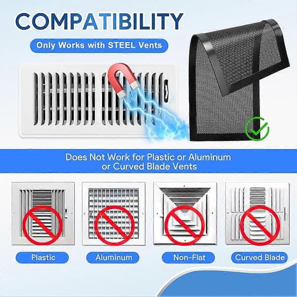 Gulvventilhetter, 5,5x12 tommer magnetiske ventilhetter Luftventilhetter Nettskjerm Registerventilhetter for hjem, gulv, HVAC B Black