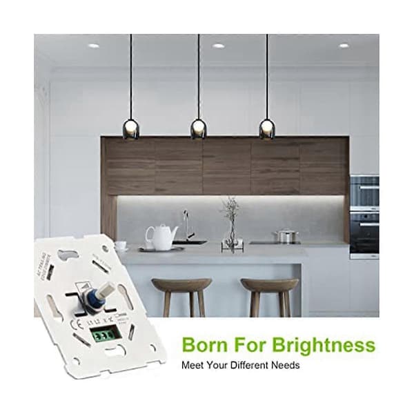 LED Dimmerbryter, innfelt dimmer for dimbar LED og halogen, 5-300 W dimmerbryter LED, Ph White