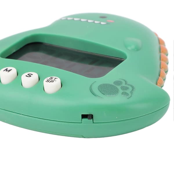 Söt Dinosaurie Barn Timer Stor LCD-skärm Högt Alarm Digital Kökstimer Magnetisk Nedräkningstimer för Klassrum Hemstudie Matlagning Grön