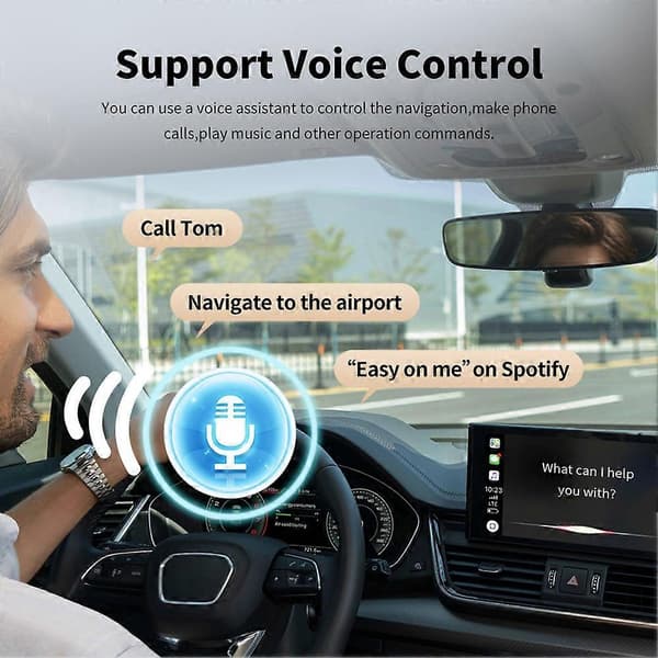 2 i 1 Bil Android Auto Dongle Plug&Play Trådløs Carplay Adapter WIFI Bluetooth 5.0 Hurtig Forbindelse Smart AI Boks Black