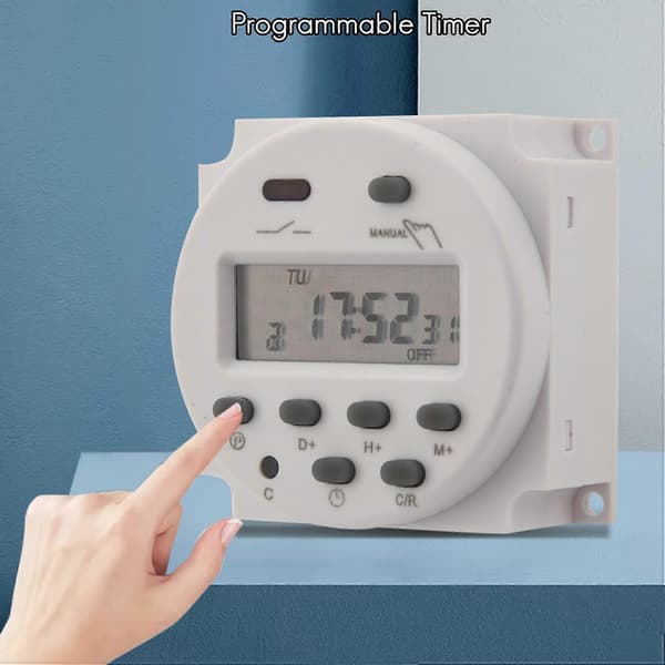 DC 12V Digital LCD Programmerbar Timer Tidsbryter Relé 16A Ampere white
