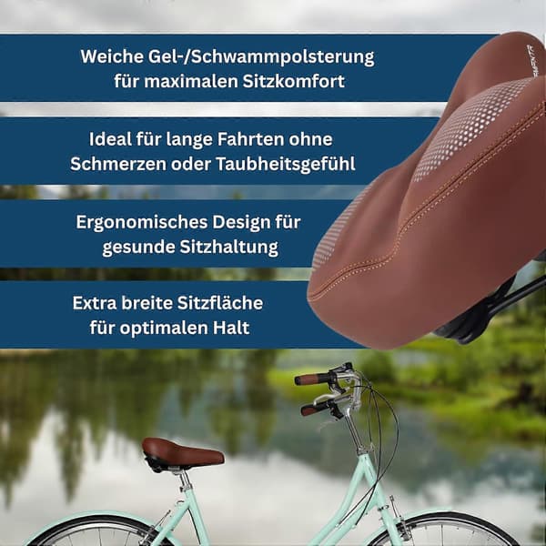ErgoSoft Cykelsadel, Stødabsorberende, Vandafvisende, Komfortabel Sort