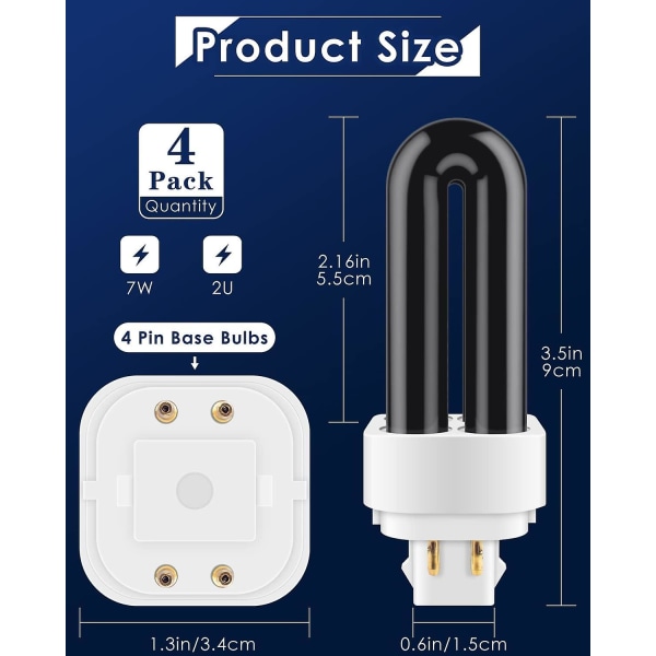 4-pack 41050 7W ersättningslampor för Dynatrap DT1050 DT1100 DT1250, 1/2 tunnland utbyteslampa U-form utbyteslampor för DynaTrap_Newway